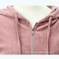 Towelling Hooded Long Sleeve Jacket